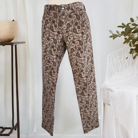 Boho Corduroy Paisley Print Plus Size Jeans - Picture 1 of 6